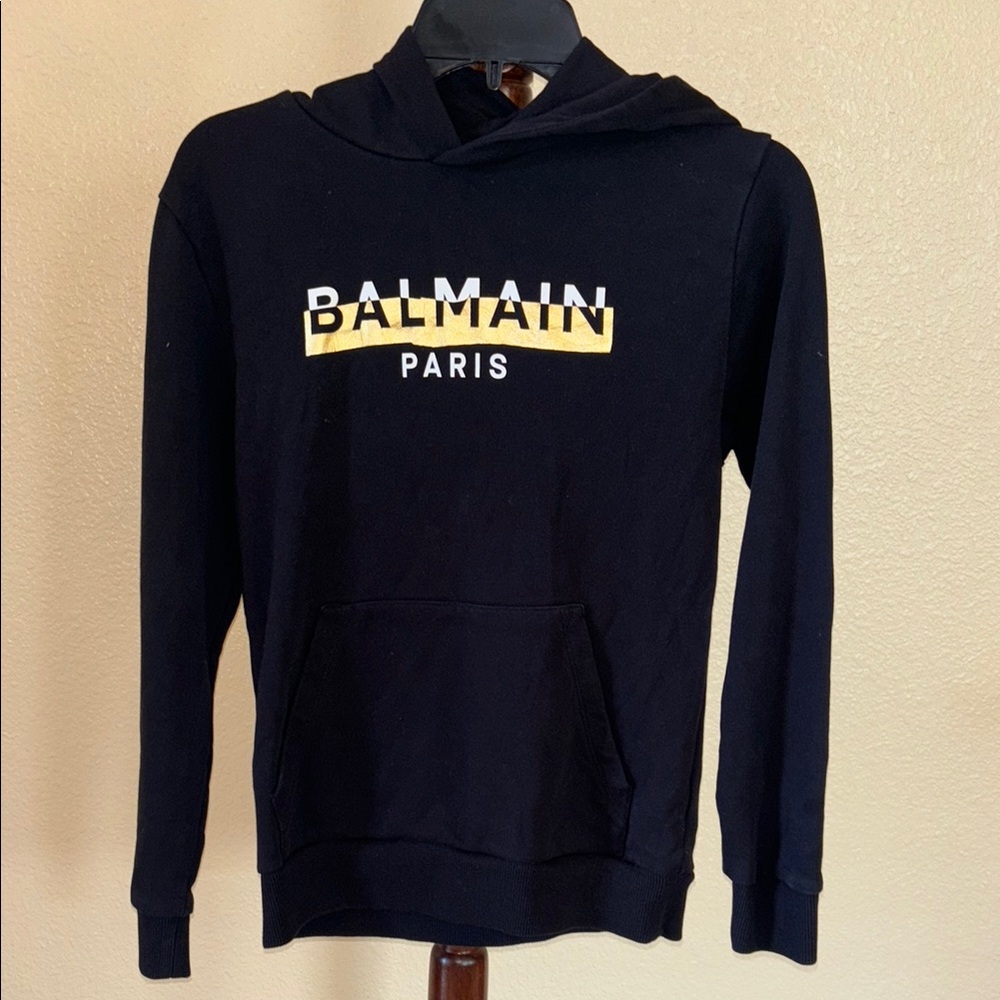 Balmain foil logo hoodie